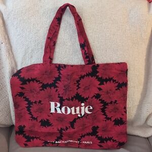 Rouje Floral Print Tote in Red and Black